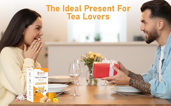 Clove & Ginger Tea Bags Caffeine Free Herbal Tea, 25 Pyramid Clove Tea Bags