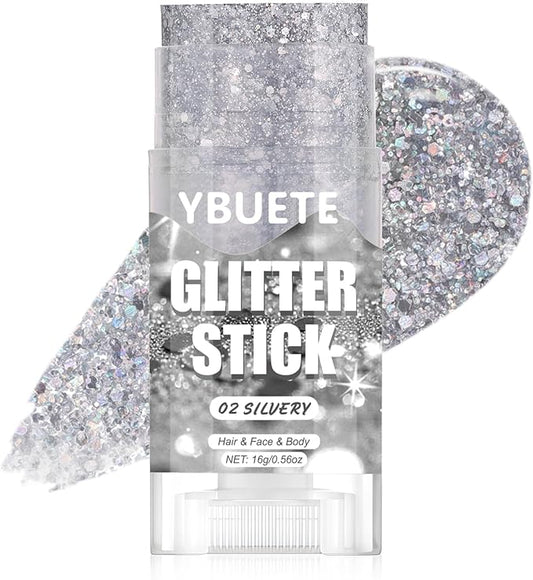 Silvery Face and Body Glitter Stick for Sparkling Makeup, Hair Glitter Accessories for Women, Highlighting Stick for Fairy Dust Makeup, Cheerful Face Glitter for Festive Parties and Carnivals