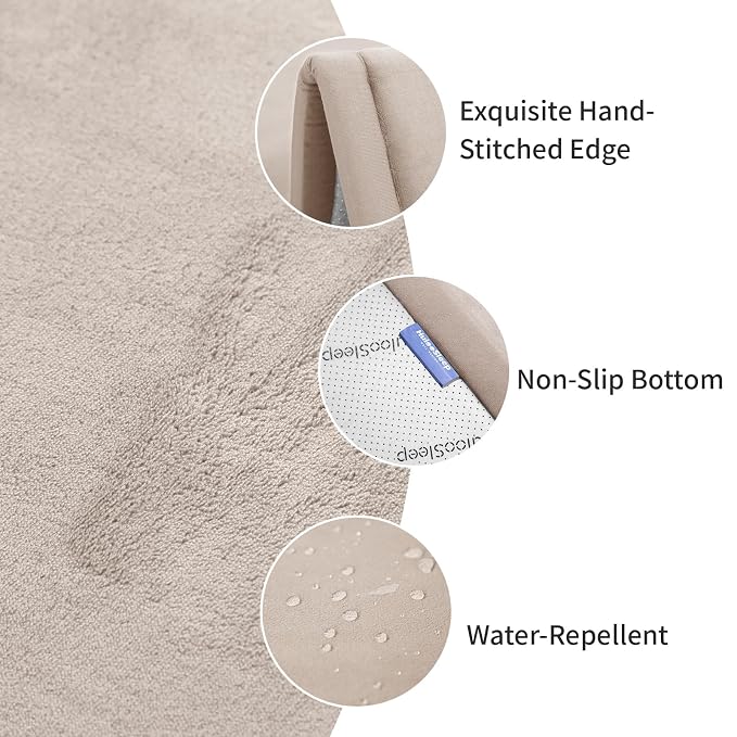 2" Thick Play Mat for Babies Toddlers,Extra Safety Anti-Fall Cushion Mat, Non-Slip Water-Repellent Coral Velvet,28"x72" Bedside Rug for Kids Room (Beige)