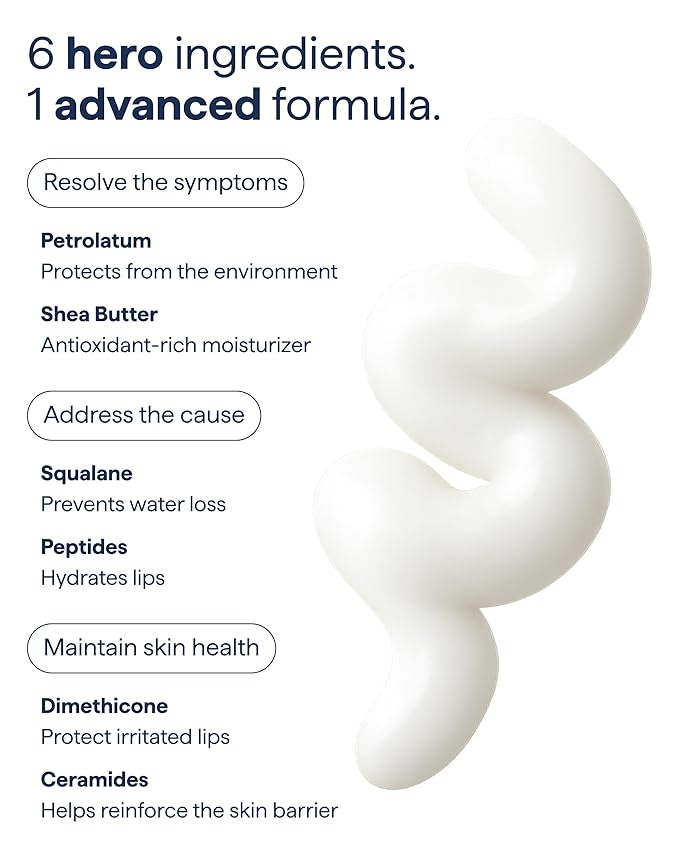 Remedy for Dry Lips - Hydrating and Healing Lip Balm Ointment with Ceramides, Peptides, and Dimethicone - Repairs Dry, Cracked Lips - By Dermatologist Dr. Shah