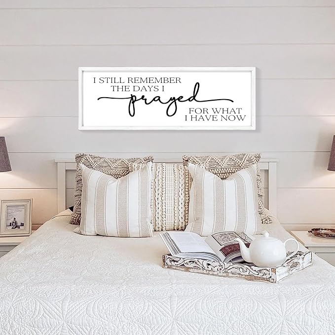 Large Wall Art - "I Still Remember The Days I Prayed for What I Have Now" - Inspiring Farmhouse Wall Decor for Bedroom, Above Bed Wall Decor, Living Room, or Dining Room Display, Rustic Bedroom Wall Art for Home Decor