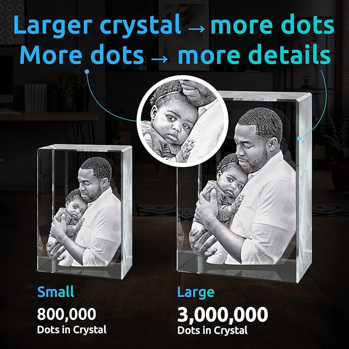 ArtPix 3D Crystal Photo, Christmas Personalized Gifts for Women, Wife, Her, Him, Men, Husband, Grandma, Great Xmas Customized Gift With Your Own Photo, Custom Glass 3D Laser Etched Picture Wedding