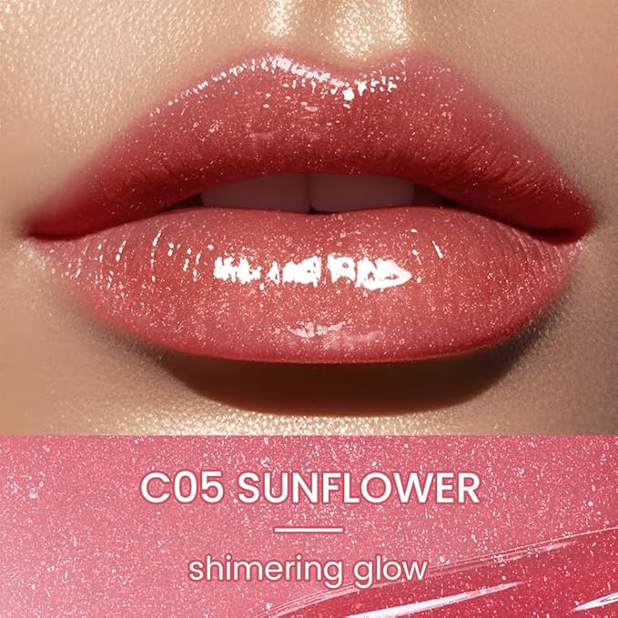 CATKIN Glossy Lip Balm Ultra Hydating Glow Lip Tinted Jelly Plump Melting Balm Shea Butter Repair Soothing For Dry Lips Dewy Finished 0.12 oz C05 SUNFLOWER