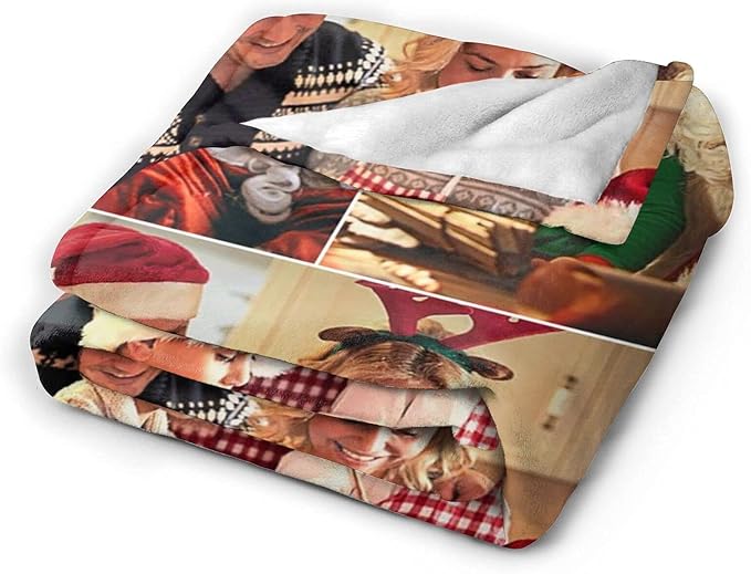 QETXVI Custom Blanket with Photos Text Customized Blanket Personalized Flannel Throw Blankets for Adult Kid Birthday Christmas Halloween Fathers Mothers Valentines Gift - 50"x 60"