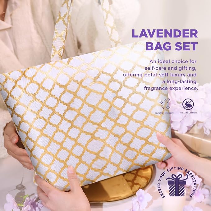 Spa Luxetique Gifts for Women 15Pcs Lavender Gift Baskets for Women Bath and Body Gift Set with Tote Bag Birthday Gift for Wife Girlfriend Sister Mothers Day