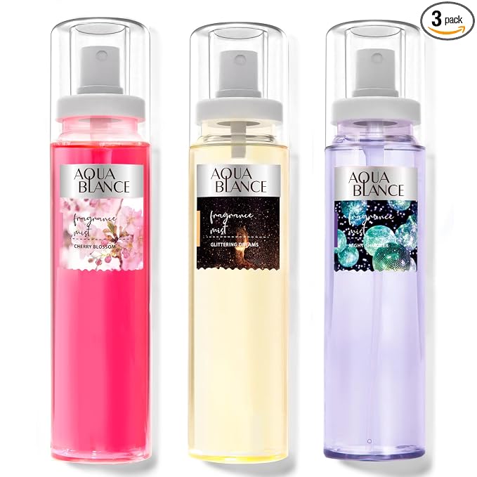 AQUA BLANCE Body Spray, Fragrance Mist for Women, Pack of 3, Each 3.9 Fl Oz, Total 11.7 Fl Oz, Cherry Blossoms