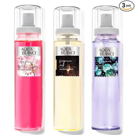 AQUA BLANCE Body Spray, Fragrance Mist for Women, Pack of 3, Each 3.9 Fl Oz, Total 11.7 Fl Oz, Cherry Blossoms