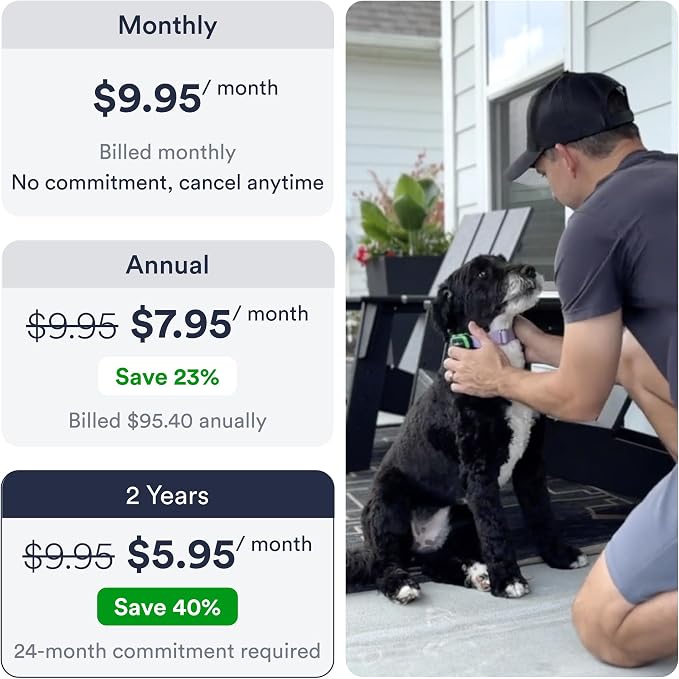 Dog GPS Tracker - Real-Time Location Tracking Device with App - Smart Alerts & Geo-Fence - Collar-Compatible, Waterproof - Long-Life Battery - iOS & Android (12-Mo Subscription Included)