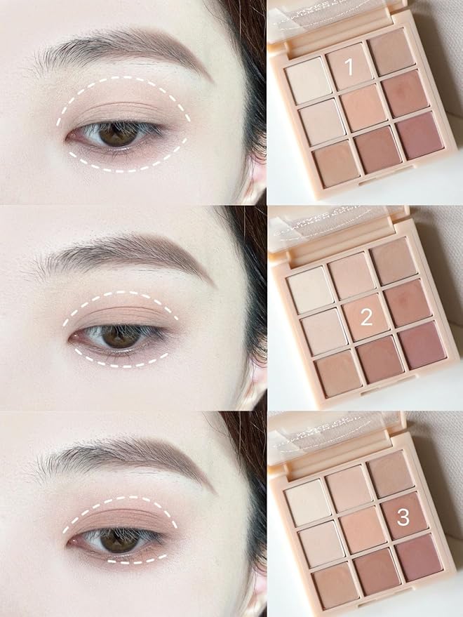 9 Colors Pink Eyeshadow Palette, Matte Nude Neutral Beige Brown Blendable Shades, Daily Eye Shadow Makeup
