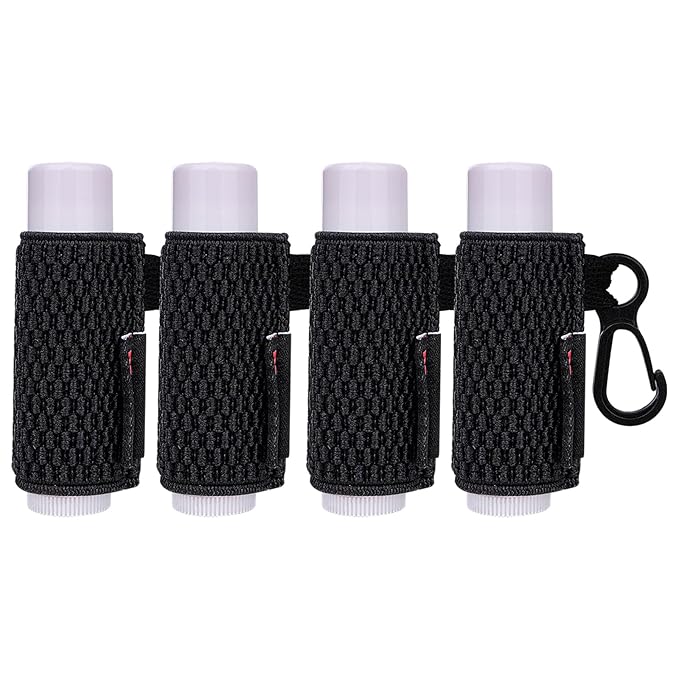 HEYSKAY 4PCS Lip Balm Holder Sleeves Keychain Compact Clip On Lipstick Holder Chapstick Holder Lip Gloss Holder Keychain Chapstick Elastic Sleeves