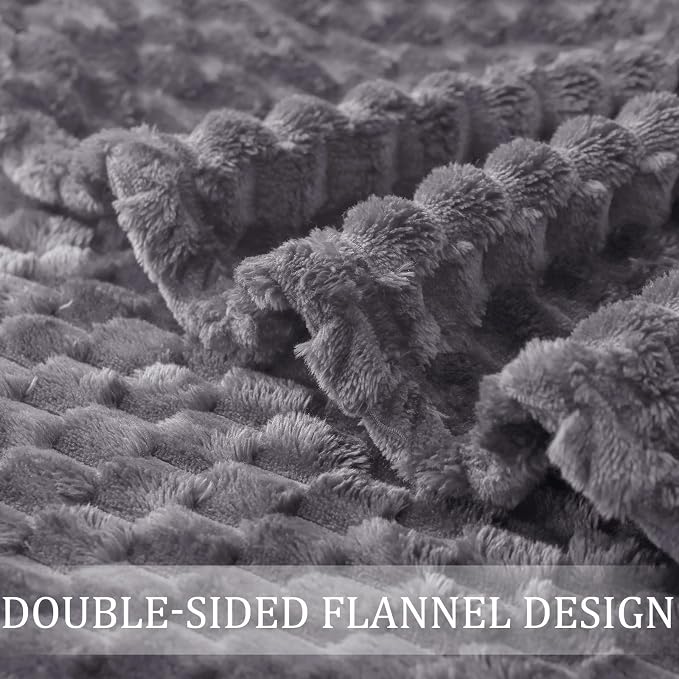 Exclusivo Mezcla Large 3D Fleece Throw Blanket for Couch, Dark Grey | Extra Soft Fuzzy Plush Lightweight Throws, Cozy Fluffy Decorative Blankets for All Seasons, 50x70 Inches
