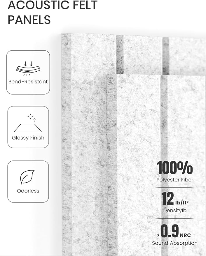 Fluxynara 36" x 24" Large Felt Bulletin Board, Light Gray | 6 Pack Cork Board Alternative with 30 Safe Adhesive Tabs, Felt Pin Boards for Wall Decor, Home, Office, Classroom, Dorm