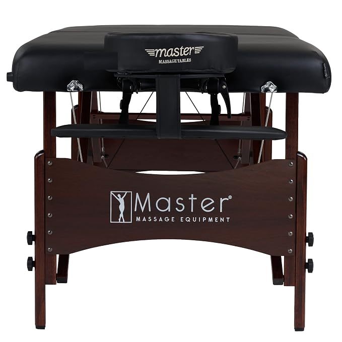 Master Massage Roma II Portable Massage Table Bed Package with 2.5" Cushion, Half Round Bolster, Disposable Face Cover, Black, 30" Salon Beauty Tattoo Lash Facial Bed