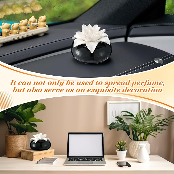 Honeydak 1 Pcs Ceramic Essential Oil Diffuser, Non Electric Reedless Passive Porcelain Flower Aromatherapy Diffuser, Decorative Floral Design Tabletop Office Home Bathroom Decor (Magnolia)