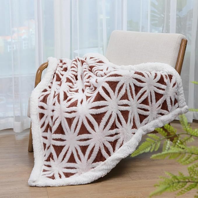 LOMAO Sherpa Fleece Blanket Gifts for Mom Dad Cozy Soft Throw Blanket for Women Men Birthday Gifts Dual Sided Couch Sofa Bed Blanket (Brown, 60''x80'')