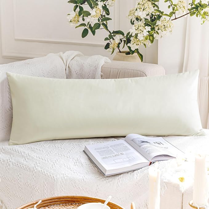 Artscope Luxury Velvet Lumbar Pillow Cover Super Soft Decorative Rectangle Throw Pillow Covers Case Cushion Covers for Sofa Couch Bedroom Car Decor 14x36 Inch Cream White