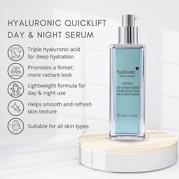 êb être belle Hyaluronic Acid 3D Serum, Quicklift Day & Night, Skin Care for Women, Lightweight Hydrating & Moisturizing Serum for All Skin Types, 30 mL