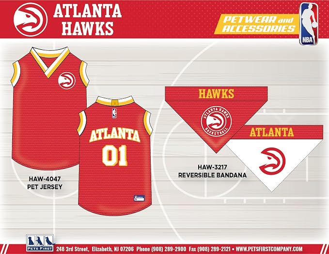 Pets First NBA Atlanta Hawks Dog Jersey, Small- Tank Top Basketball Pet Jersey