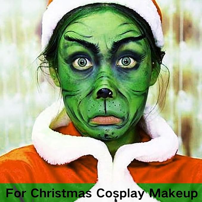 MEICOLY Green Face Body Paint,Christmas Stocking Stuffers,Green Body Paint for Halloween SFX Witch Makeup Elphaba Costume,Hunting Hulk Camo Face Paint for Adults and Kids,St.Patrick’s Day Accessories
