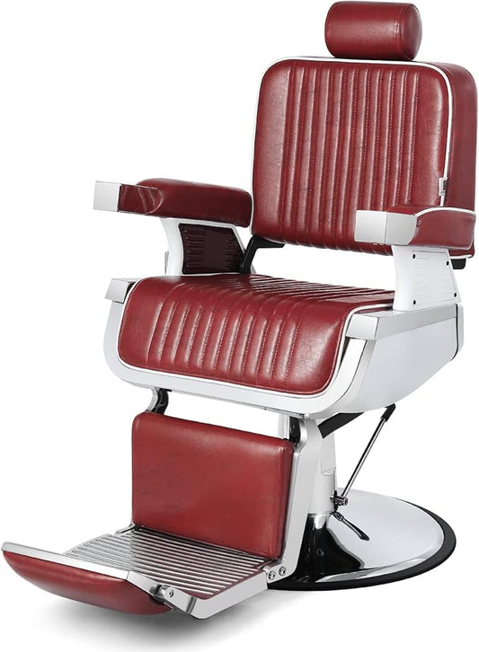 Artist hand Heavy Duty Hydraulic Recline Barber Chair Salon Chair Barber Chairs for Hair Stylist Tattoo Chair Barber Salon Equipment (Red)