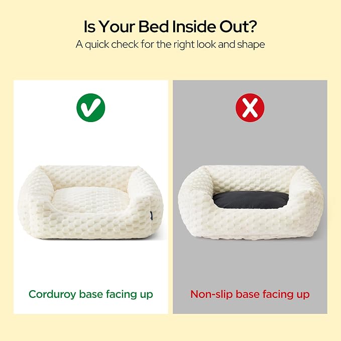 Bedsure Washable Dog Beds Large Sized Dog Bubble Fleece,35in Camel Brown | Cute Pet Bed,Fluffy Cuddler Pet Couch,Neck-Friendly Bolster,Non-Slip Bottom,Machine Washable Removable Cover ,Up to 50 lbs