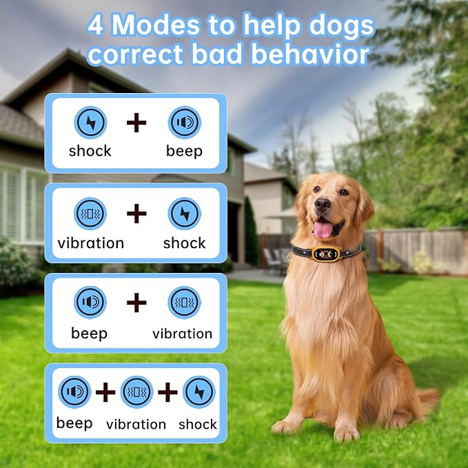Dog Bark Collar for Large, Medium and Small Dogs with Smart Anti False Triggering AI Chip, IP67 Waterproof Rechargeable Anti Barking Collar with Adjustable Sensitivity and Multiple Modes (Orange)