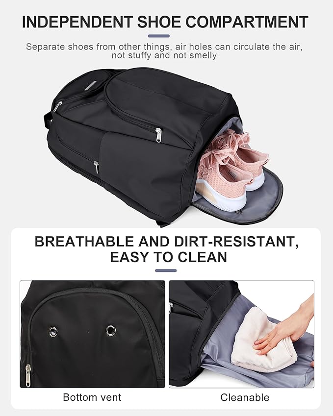 Sports Backpack for Men Women Work Commuter Causal Daypack Hiking Gym Workout Backpack with Shoes Compartment Water Reisistant Black