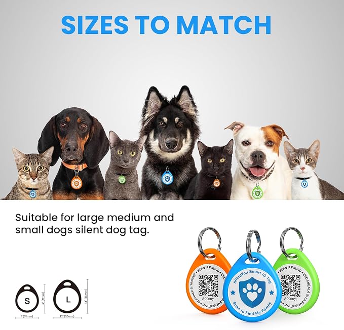 QR Code Dog Tags Personalized for Pets, Real-time Alerts, BLORGR