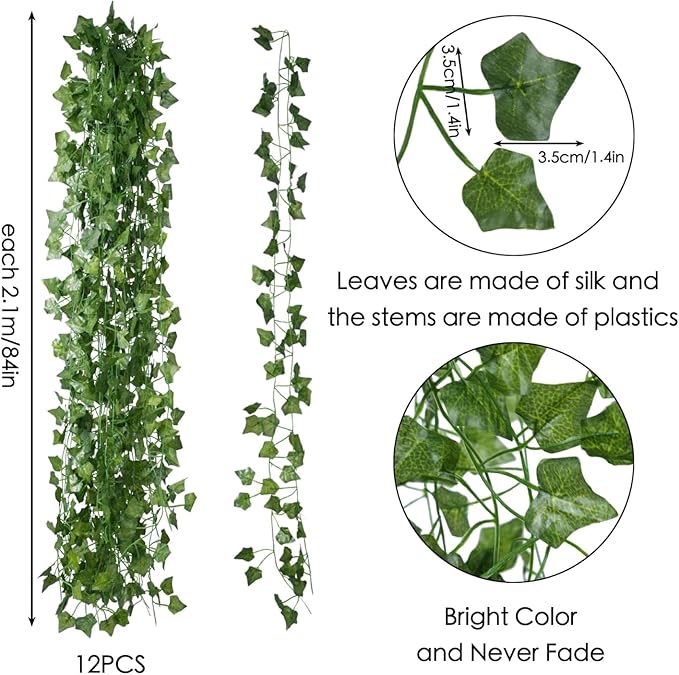 Freyalife Fake Vines for Room Decor (96 Pack 689Ft) Artificial Ivy Leaves Hanging Greenery Garlands for Home Bedroom Wall Wedding Christmas Party Office Patio Indoor Outdoor Garden Decor