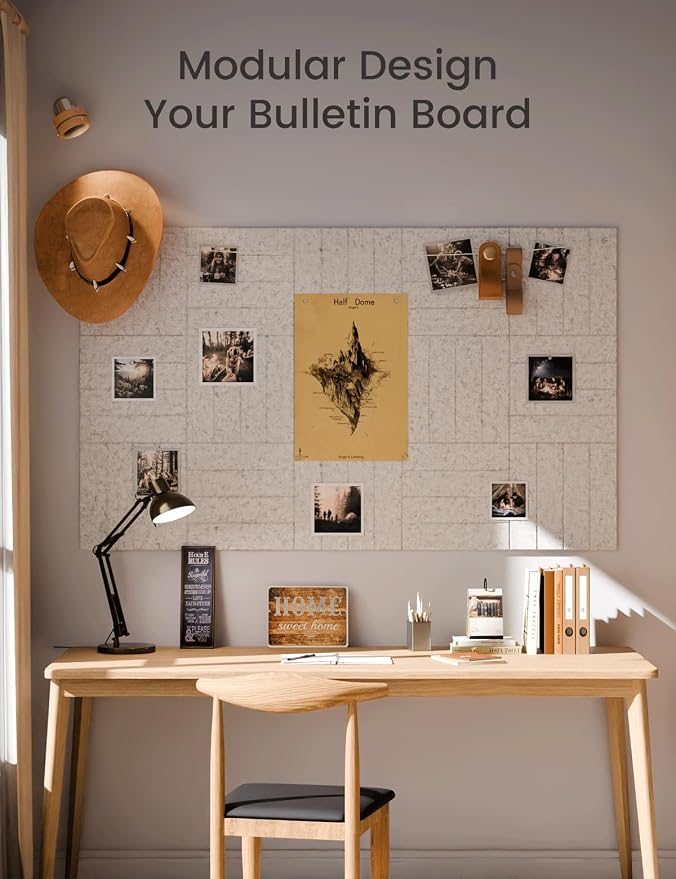 Fluxynara 48" x 36" Large Felt Bulletin Board, Light Gray | 12 Pack Cork Board Alternative with 60 Safe Adhesive Tabs, Pin Boards for Wall Decor, Home, Office, Classroom,Dorm