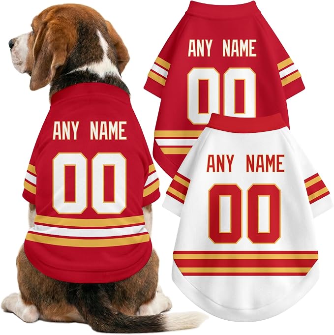 Calgary Dog Clothes Personalized Pet T Shirt for Dogs Gift | Custom Name Number Jersey Style Pet Shirt for Dog
