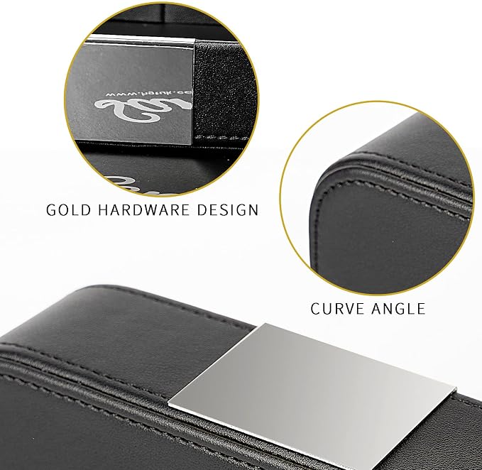 Leather Tray Organizer, Valet Tray Key Tray (Metal Silvered, Black) | Leather Catchall Tray for Entryway Table Desktop Storage, Decorative Tray for Jewelry Keys Wallet Phone Watch