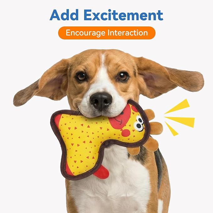 Squeaky Dog Toys for Small & Medium Dogs, Giraffe & Cow Set