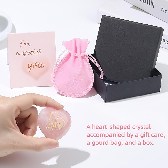 ZHIYUXI 45mm Rose Quartz Crystals Hearts Stone Rose Quartz Engraved Love Heart Shaped Rocks Gem Stones Gifts Pink Gifts for Women Gems Reiki Valentines Day Gifts for Him Valentines Day Decorations