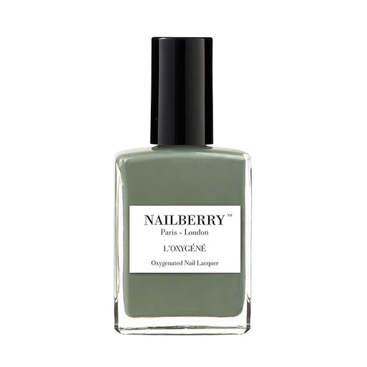 Nailberry L'Oxygéné Oxygenated Nail Lacquer | Love You Very Matcha | Light Khaki Opaque Polish | UV Protected Long-Wear Nail Polish | 12-Free | Vegan | Certified Halal | Cruelty & Gluten Free | 15 ml