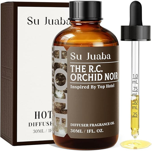 SU JUABA Orchid Noir Hotel Fragrance Oil - Inspired by Ritz Carlton Hotel Scent - for DIY & Essential Oils Diffuser for Home, Black Orchid Vanilla Sandalwood, 1Fl Oz