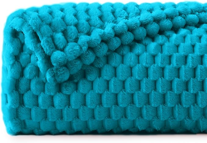 BEDELITE Jewel Blue Throw Blanket for Couch, Soft Gifts for Women, 50 * 60 | 3D Jacquard Decorative Fleece Blanket, Super Soft Plush Throws, Cute Birthday Gift for Women & Men, Suitable for All Seasons