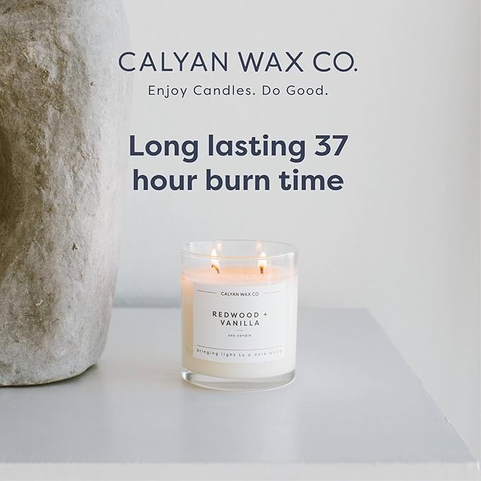 Calyan Wax Co. Passionfruit & Ginger 2 Wick Scented Candle - 37 Hour Burn - Luxury Clean Soy Wax Candles - Long Lasting Large Glass Jar Candle for Home - 8.8oz