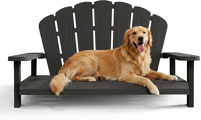 Outdoor Dog Sofa Chair, Black, 40.24" L x 30.08" W x 20.04" H | Waterproof Resin Dog Bed, For Patio Furniture, Easy Assembly and Clean
