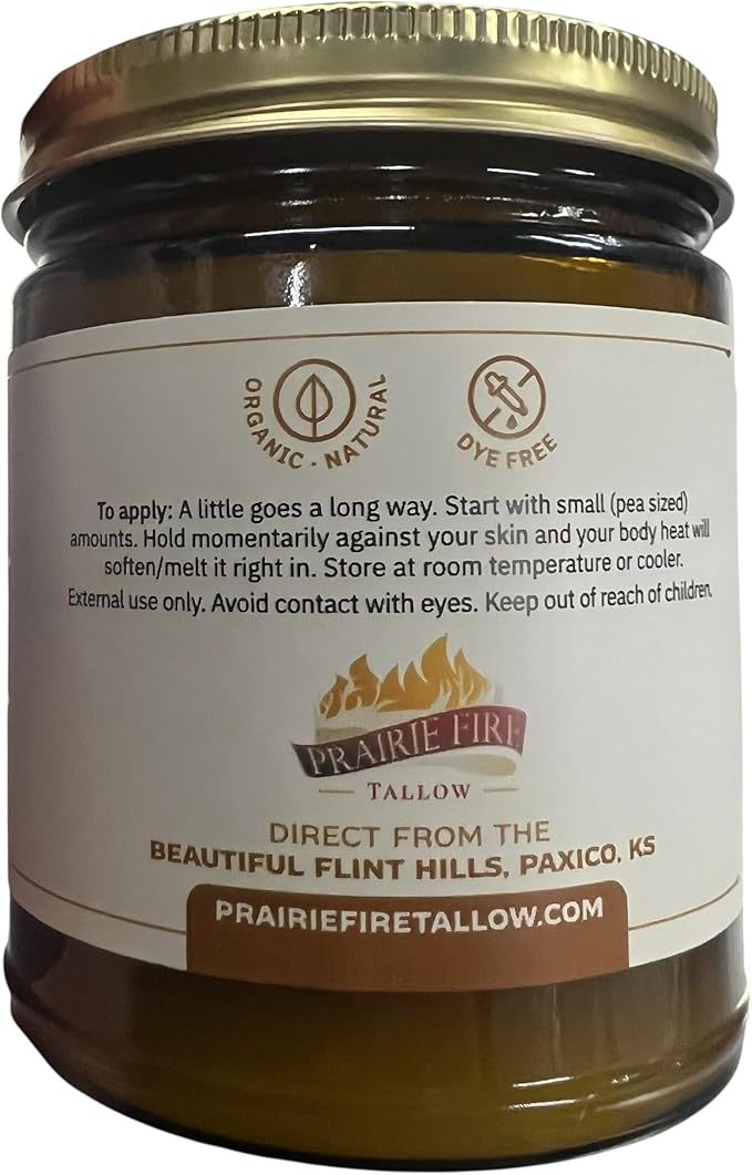 Grass Fed Beef Tallow Balm - 8 oz - Made in USA - Organic Grass Fed and Finished - Moisturizing Skin Care Peppermint