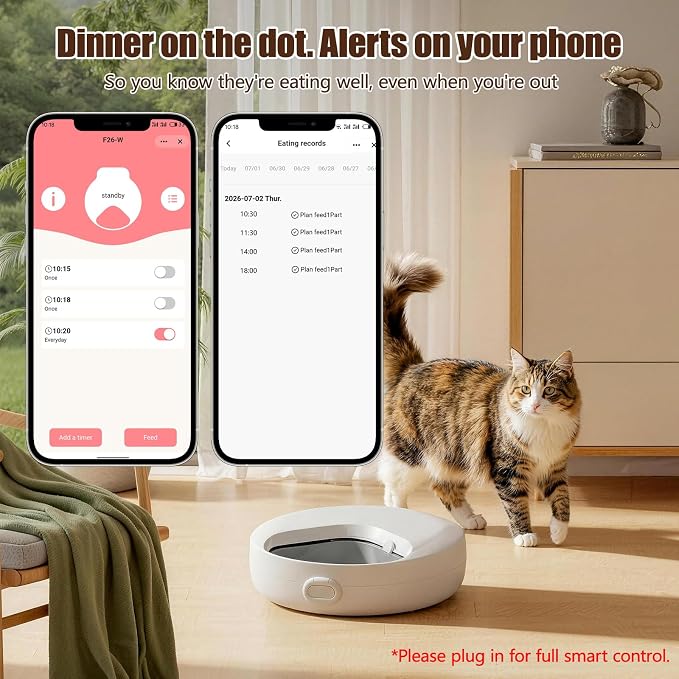 WiFi Automatic Wet Food Cat Feeder with App Control, Auto Refrigerated Wet Foods Feeder for Cats Dogs 4 Meal Timed Fresh Foods Dispenser with 2 Ice Packs for Kitty Puppy Automatic Cat Dog Food Bowl