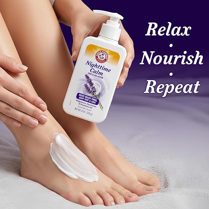 Arm & Hammer™ Nighttime Calm Foot & Leg Lotion with Magnesium - Lavender Scented Cream - 8oz. Hydrating & Moisturizing Magnesium Lotion with Shea Butter & Provitamin B5 for Sleep Routine