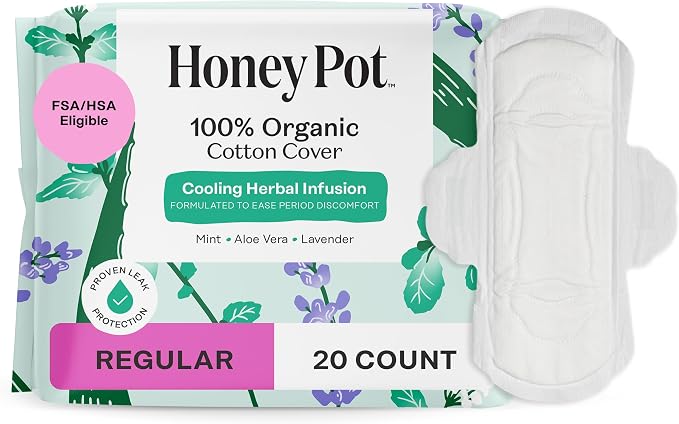 The Honey Pot Company - Herbal Pads for Women - Regular & Everyday Liners Bundle - Infused w/Essential Oils for Cooling Effect & Cotton Cover - Sanitary Pads - Feminine Care