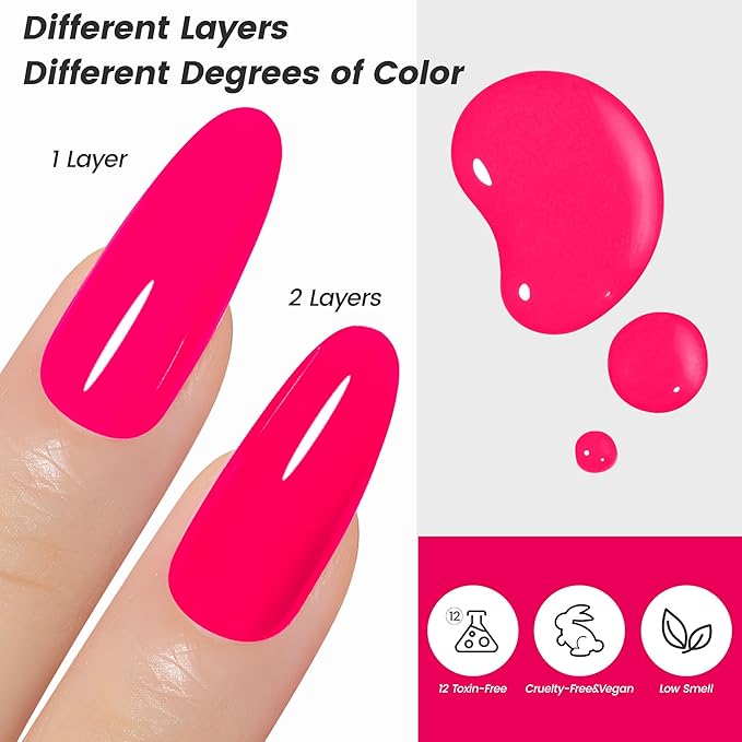 YTD Likomey Berry Pink Gel Nail Polish,15ml Bright Pink Salon Home DIY Manicure and Pedicure Fall Winter Soak Off UV Color Varnish,CS409