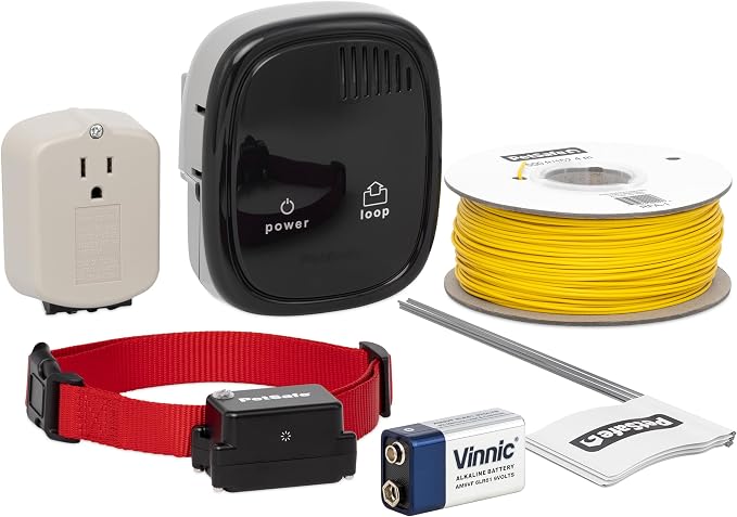 PetSafe Stubborn Dog In-Ground Fence with Extra 9V Battery, Up to 1/3 Acre | Includes 500 Ft Wire, Extra 9V Battery, Expandable to 25 Acres, Tone, Vibration, 4 Static Levels, Dogs 8 lb+, Neck 6-28 in