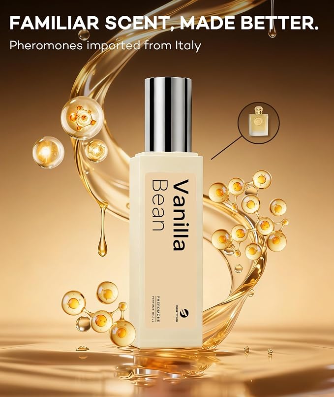purefittech Pheromones Perfume for Women, Vanilla Bean Fragrance Roll-on Long Lasting Pheromone Perfume Oil, 0.34 fl oz (10ml) Travel Size Extrait de Parfum Made in USA