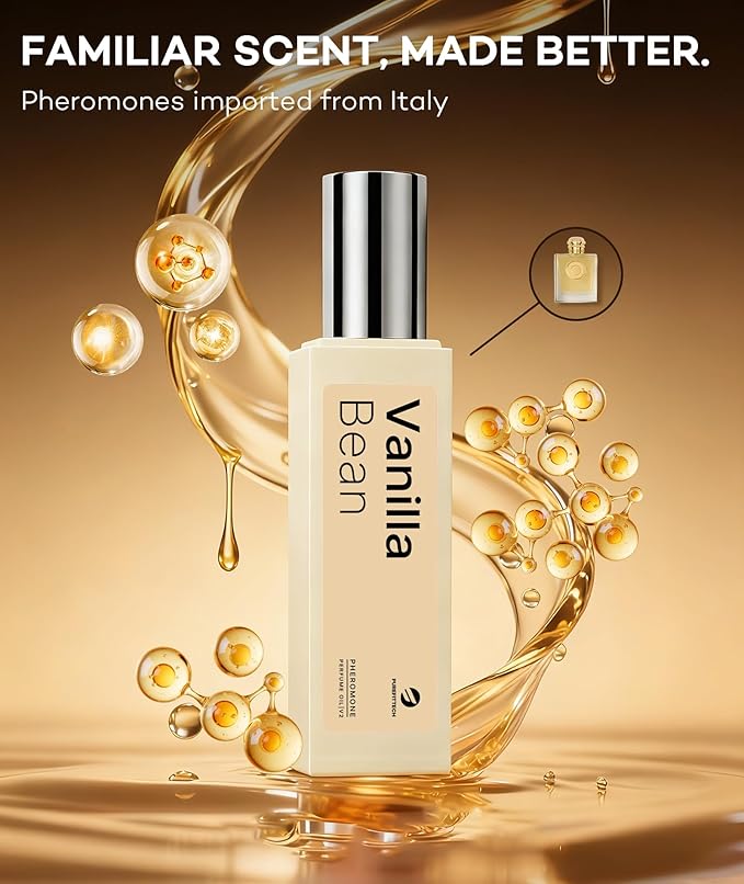 purefittech Pheromones Perfume Oil for Women, Vanilla Bean Fragrance Roll-on Long Lasting Pheromone Perfume Oil, 0.68 fl oz (2 * 10ml) Travel Size Pure Essential Oil Parfum Made in USA