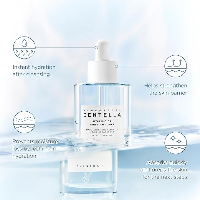 SKIN1004 Hyalu-Cica First Ampoule, Korean Serum for Face with Hyaluronic Acid & Centella, Facial Ampoule Serum for Deep Moisture, Lightweight Centella Ampoule, Korean Skin Care, 3.38 fl.oz / 100ml