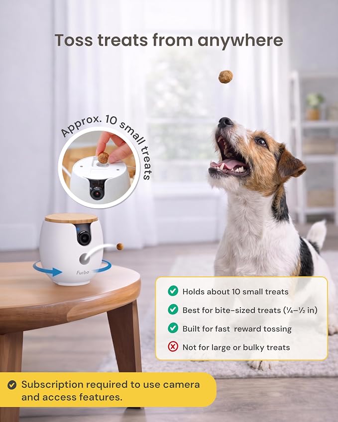 Furbo Mini 360° Pet Camera [Paid Plan Required to Activate] | Stay connected with AI Pet & Home Safety Alerts, 2K QHD View, Auto-Tracking, Video History, 2-Way Audio, Paid Plan Required