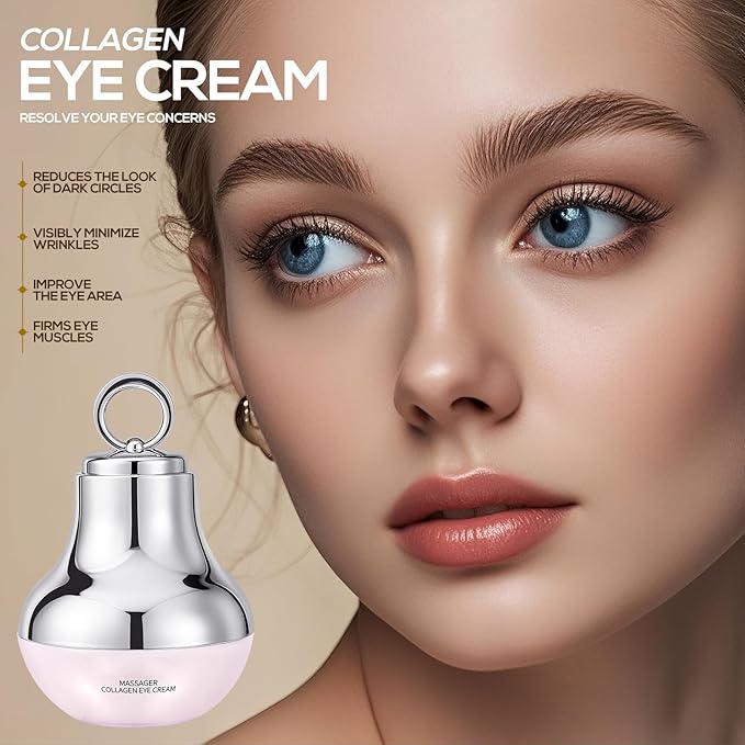 Massage Eye Cream for Dark Circles and Wrinkles, Massaging the Eyes to Promote Rapid Absorption, Firm and Smooth of Fine Lines, Moisturizing, Tired Eye Refreshment
